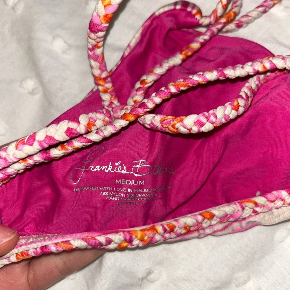 Frankie's Bikinis Pink and Orange Braided Bikini Top